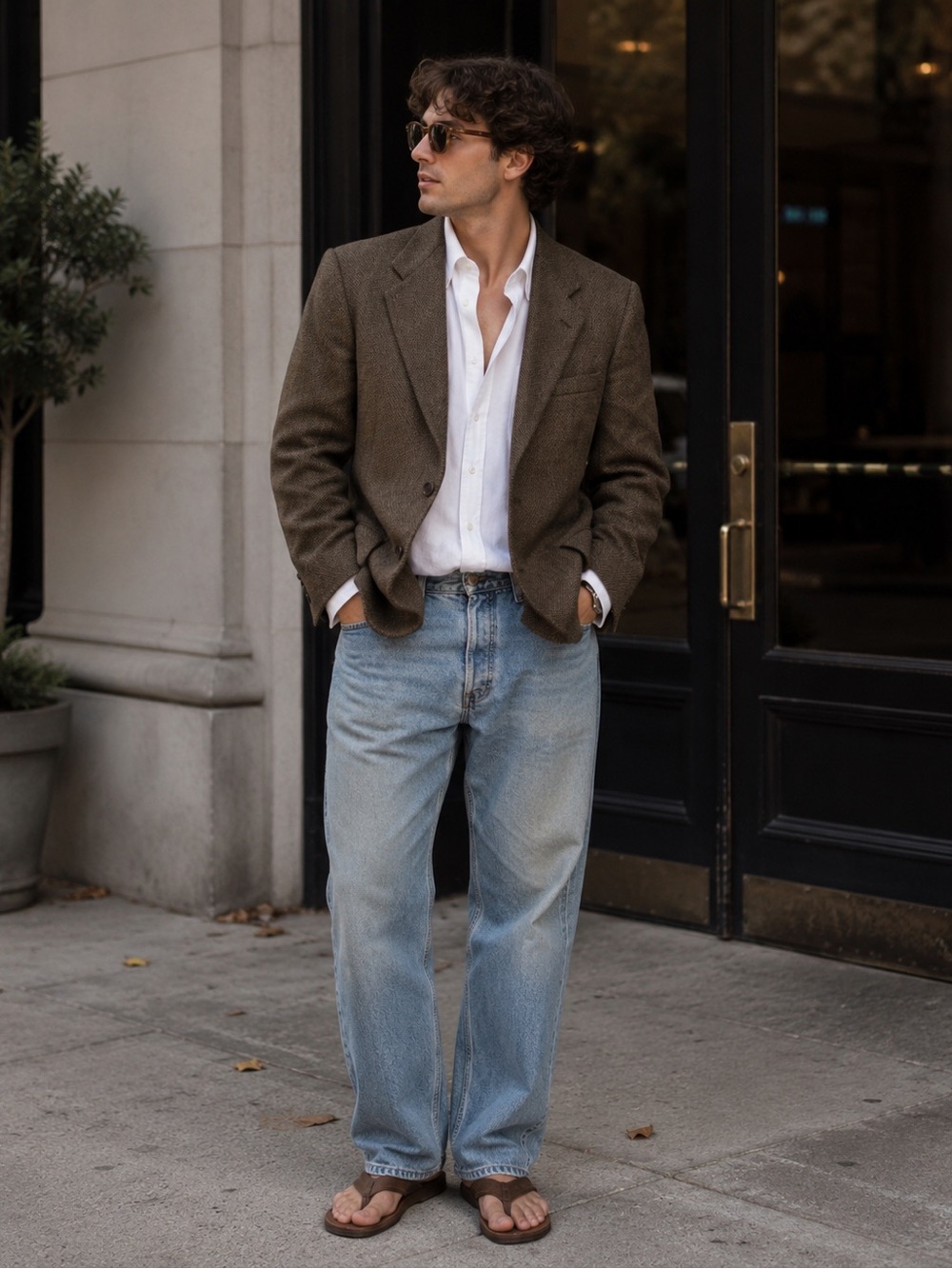 Southwick Jacket Herringbone Sports Coat Size 42 Tall Vintage 90s Fall Winter